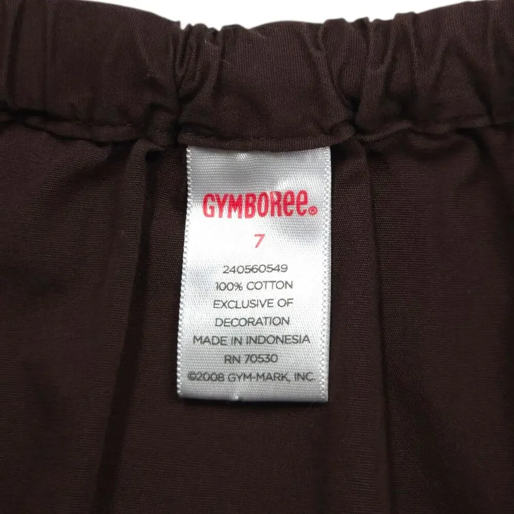 Gymboree Button Applique Elastic Waist A Line Skirt Brown Multicolor Girls 7‎